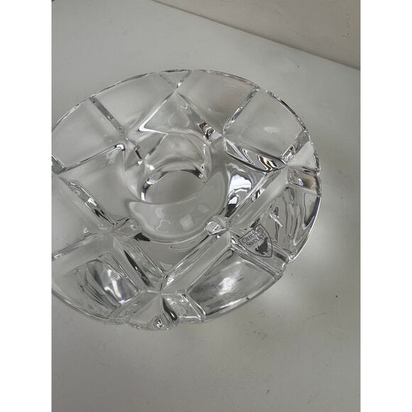 Orrefors Clear Tea Light Candle Holder Crystal Glass Round Abstract Hand Blown - Picture 3 of 6